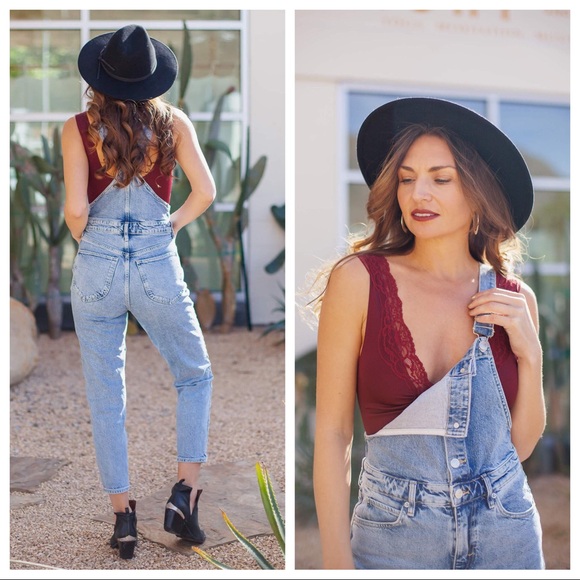 FREE PEOPLE BOHO LACE BODYSUIT CAMI TEE TOP A3C - Picture 11 of 16